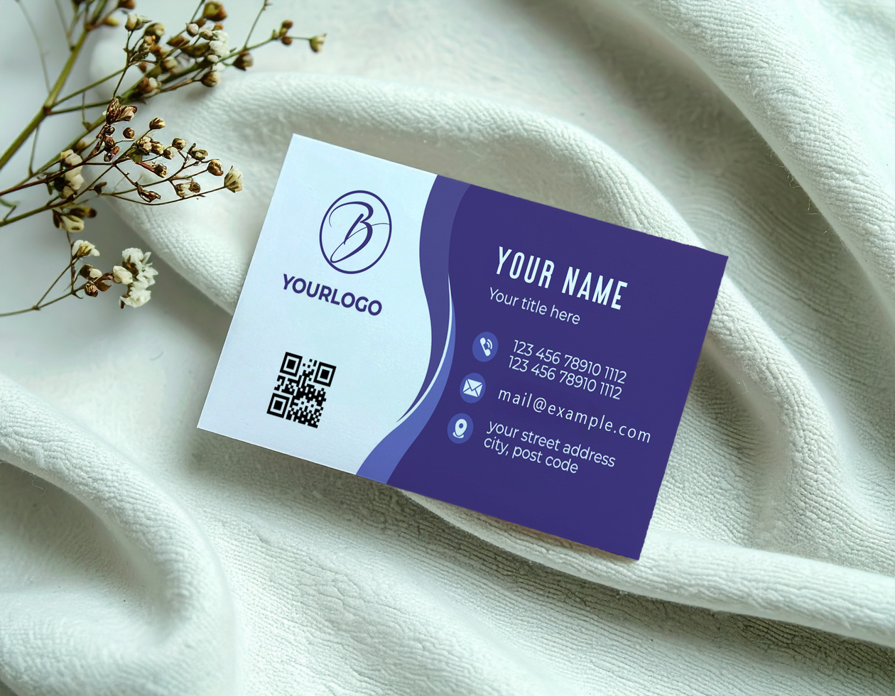 Name Card Mockup Pale Green Fabric Dried Flowers psd