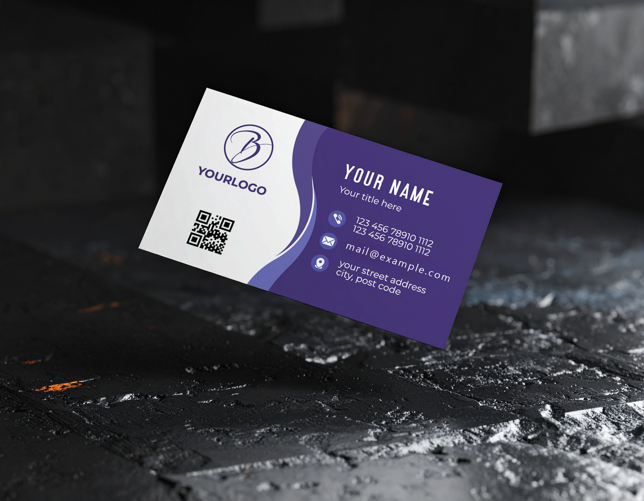 Business Card Mock Up Hovering Dark Surface Modern Minimalist psd