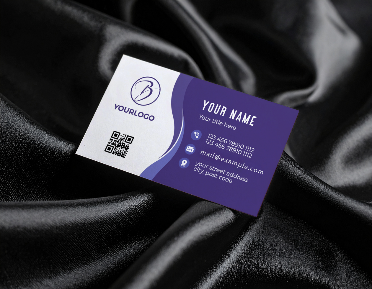 Luxury Business Card Mockup Black Satin Fabric Sophisticated Minimalist psd