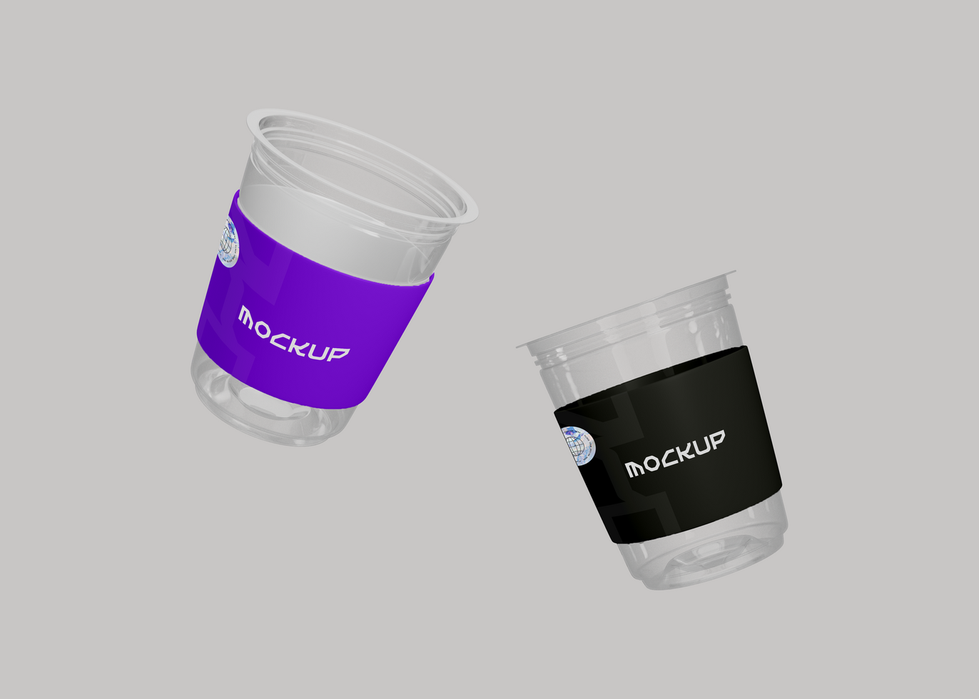 Floating Clear Plastic Coffee Cup Mockup psd