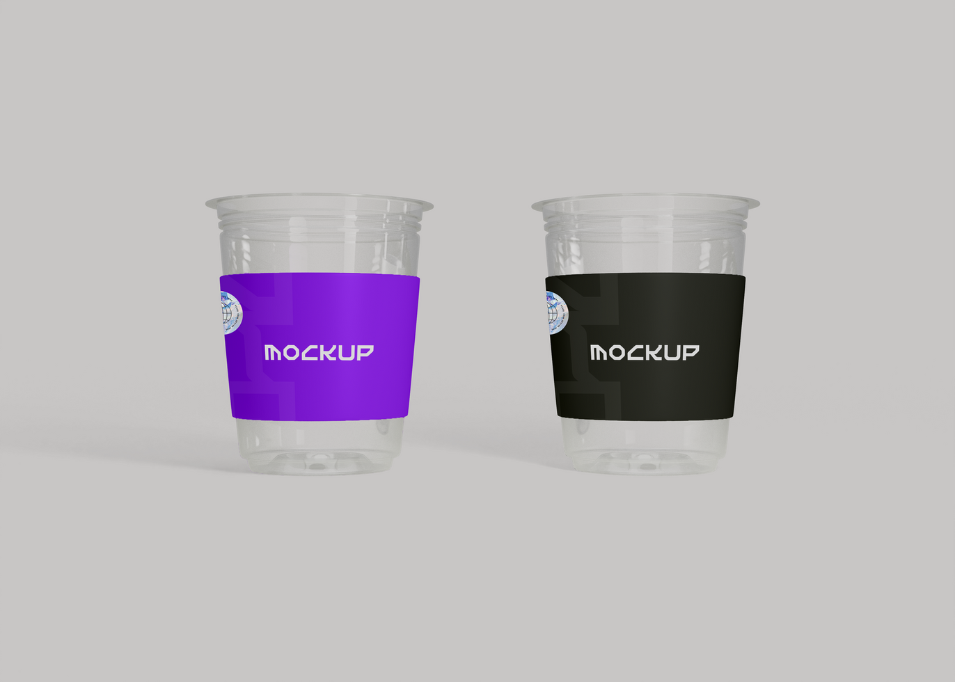 Dual Transparent Coffee Cups Mockup psd
