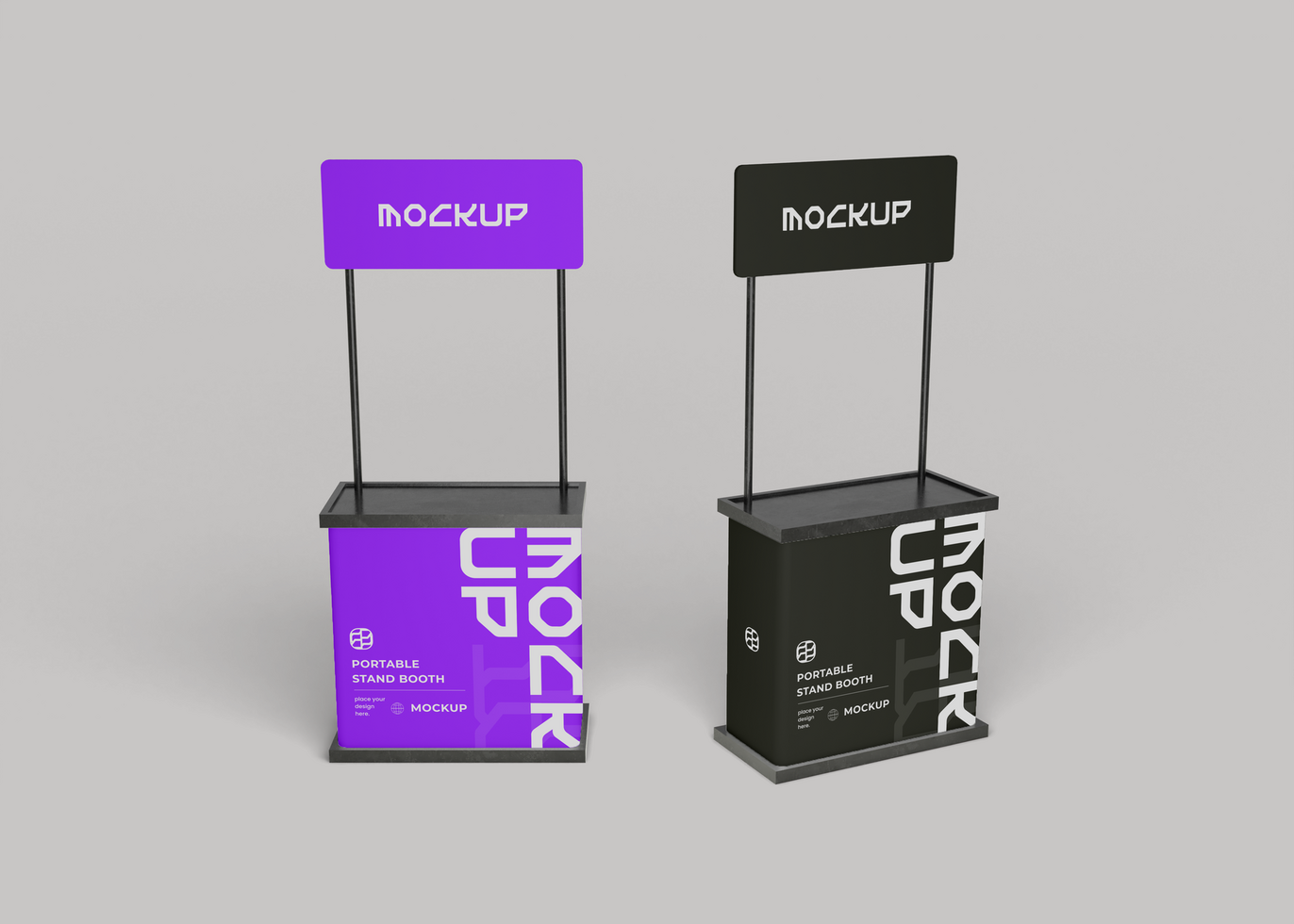 Portable Stand Booth Mockup for Event Branding and Logo Display psd