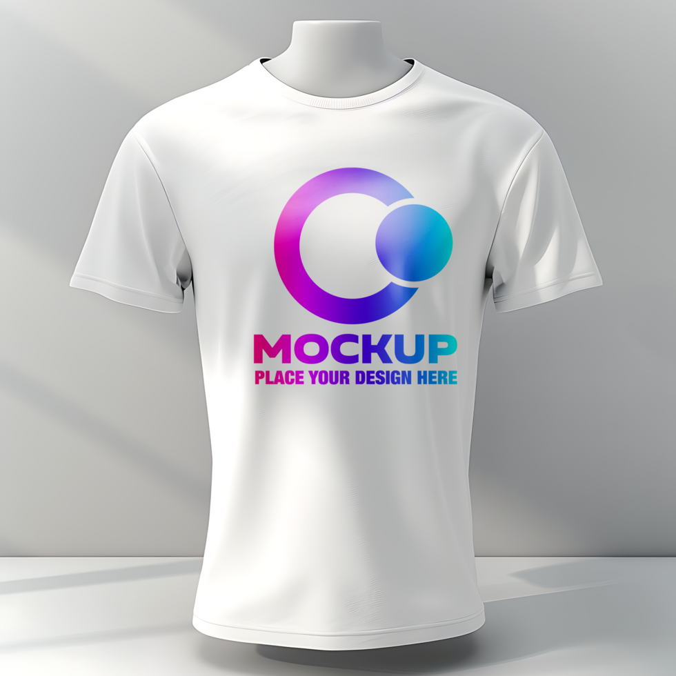 realistic white t shirt mockup front view on female model in natural light for design use psd