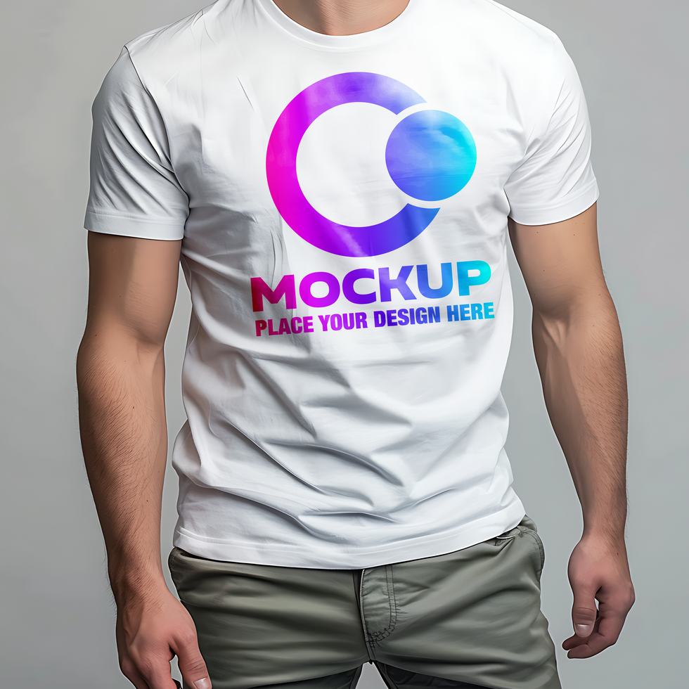 white t shirt mockup on male model front view casual fashion pose for design showcase psd
