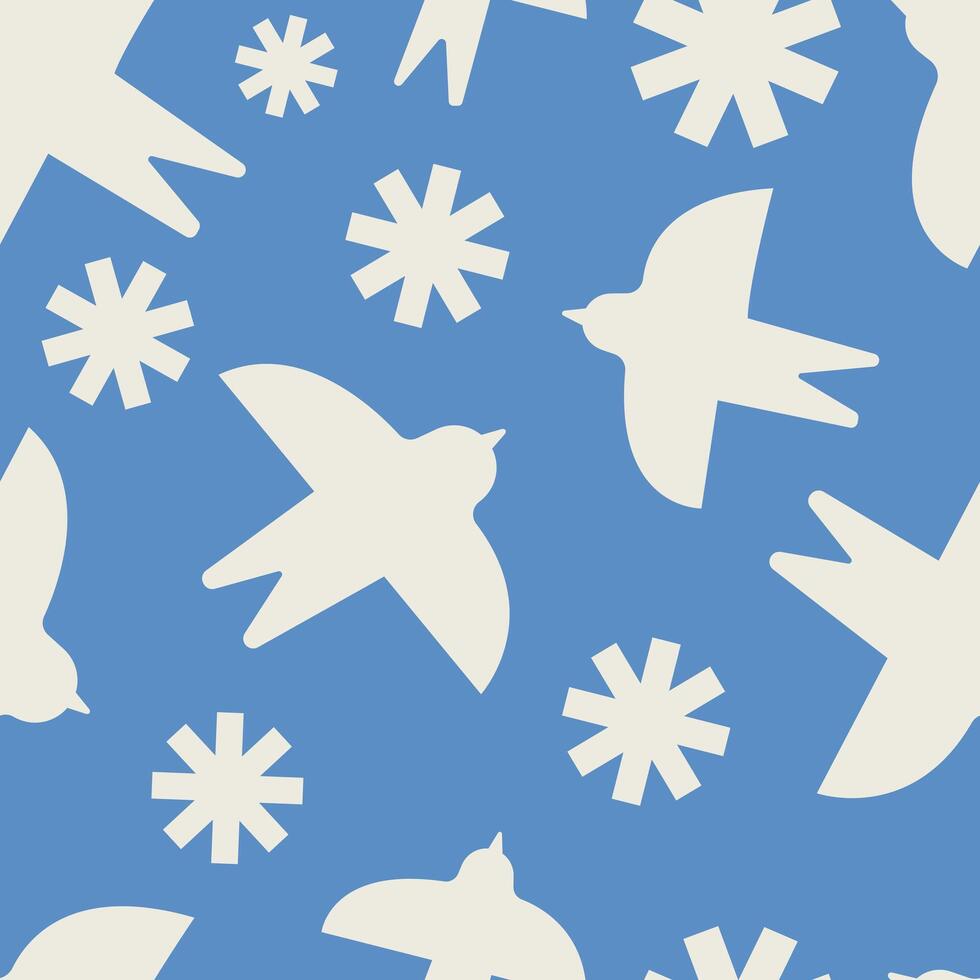 Summer seamless pattern design with doodle bird vector