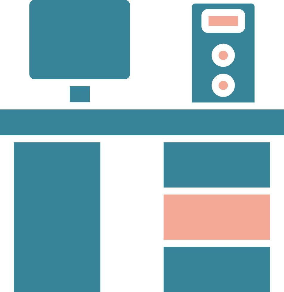 Computer Desk Crystal Core Icon vector