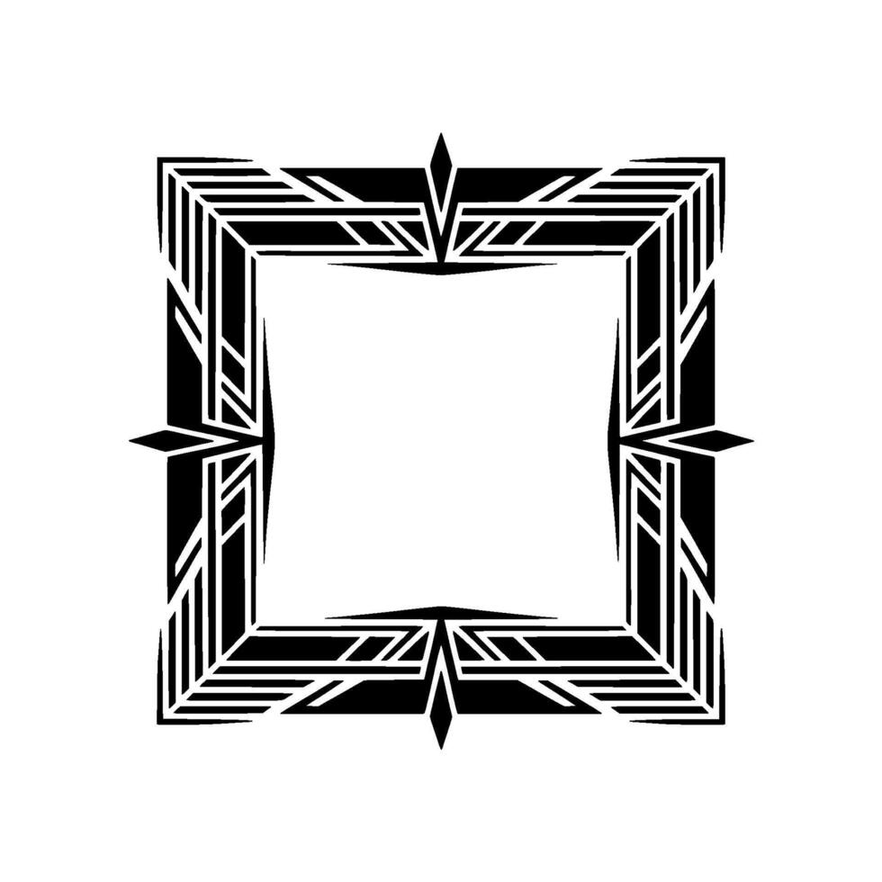 Geometric Art Deco Frame, Black White Square Ornament vector
