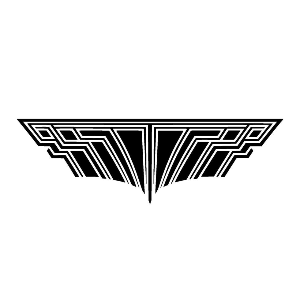 Geometric Wing Black White Art Deco Style, Minimalist vector
