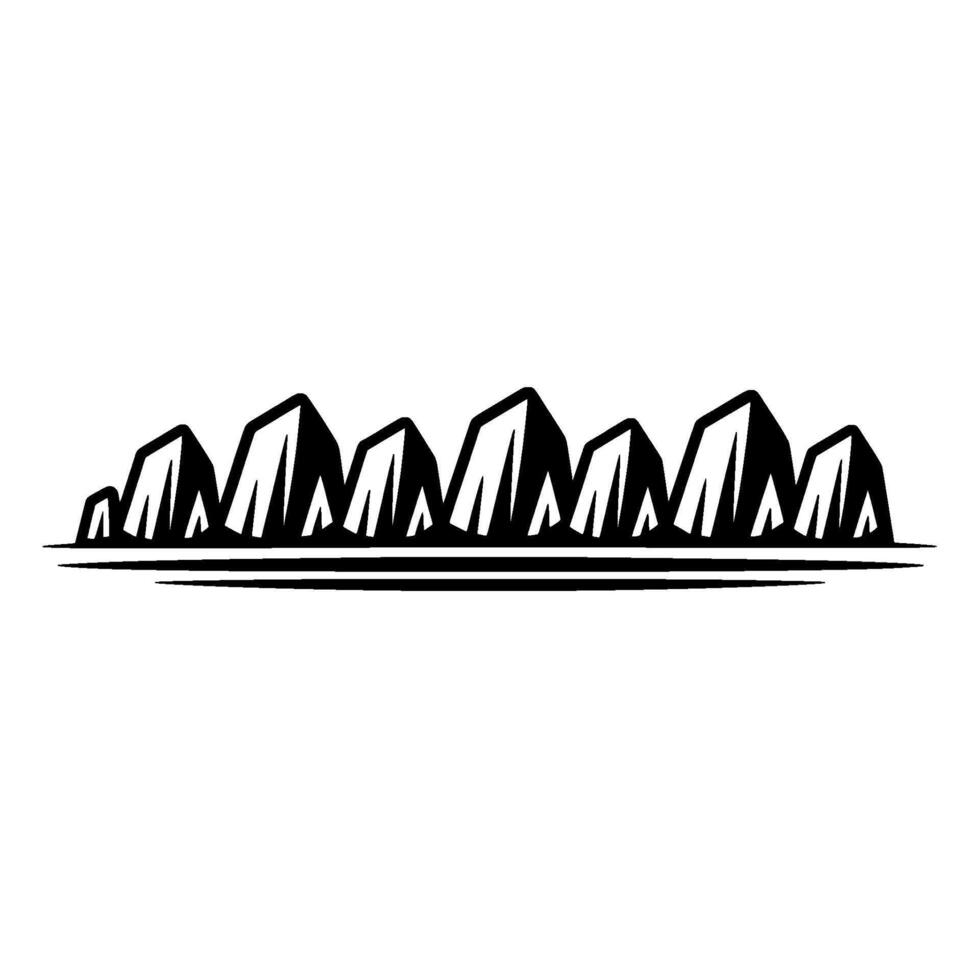 Minimalist Mountain Range Silhouette on White vector