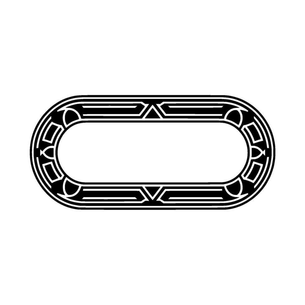 Geometric Deco Oval Frame - Black and White, Minimalist vector