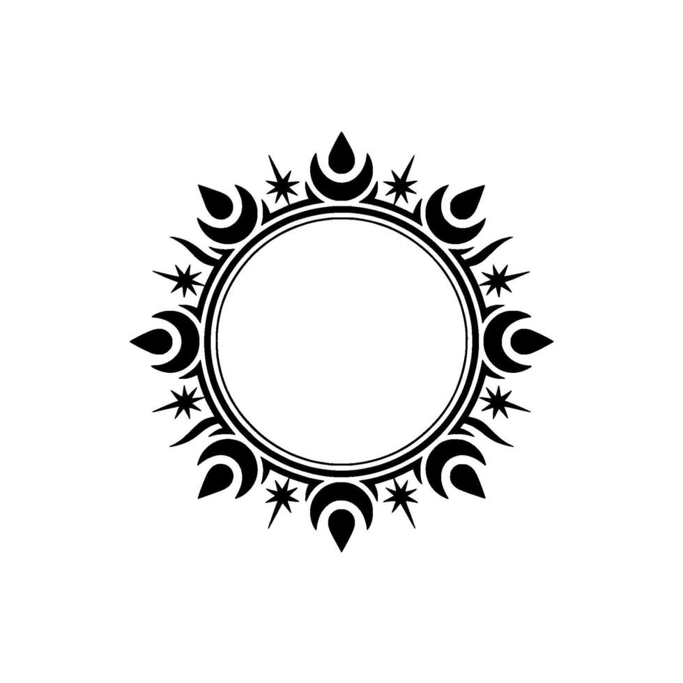 Elegant Black Circle Frame with Decorative Floral Elements on White Background vector