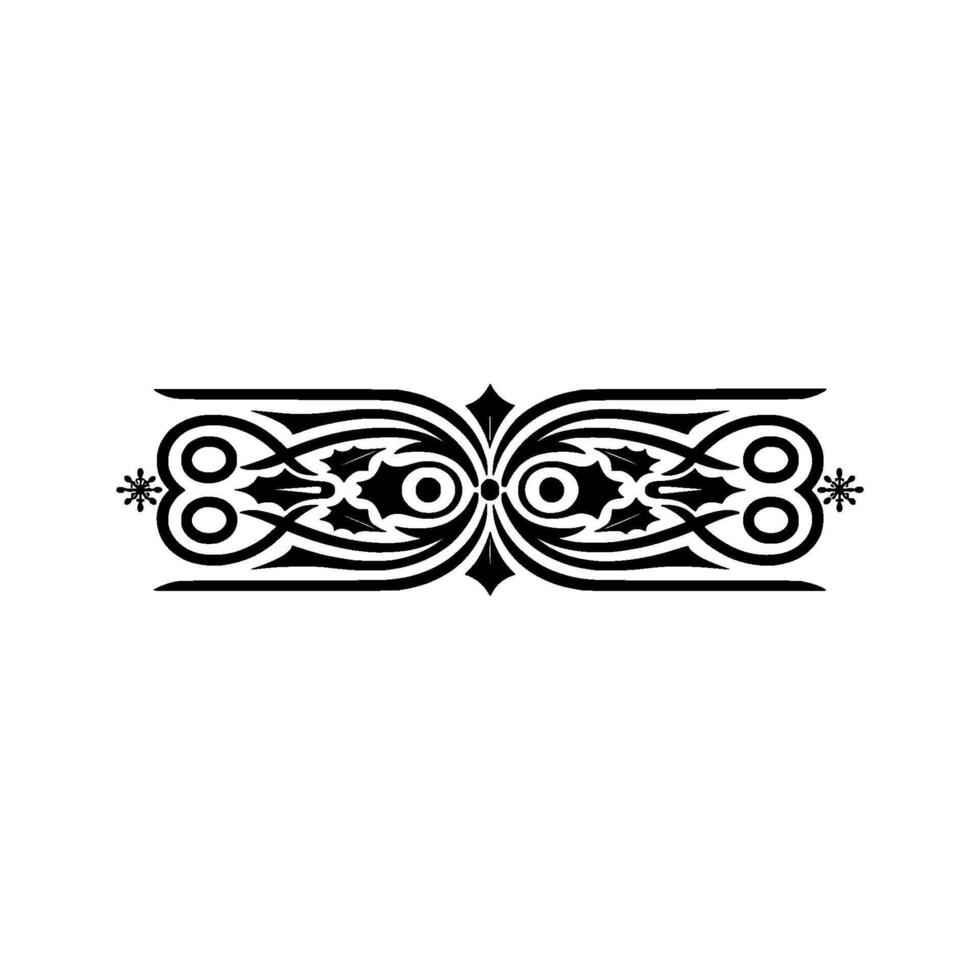 Elegant Black Ornamental Border with Holly, Snowflake, and Geometric vector