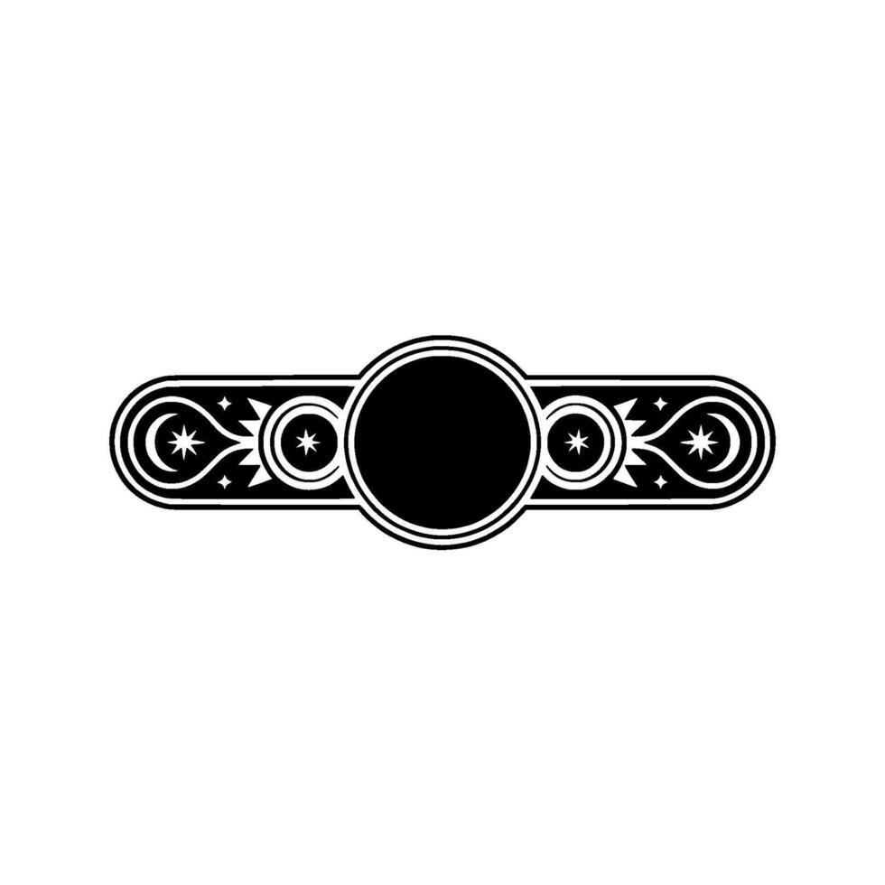 Ornate Celestial Emblem Decorative Black and White vector