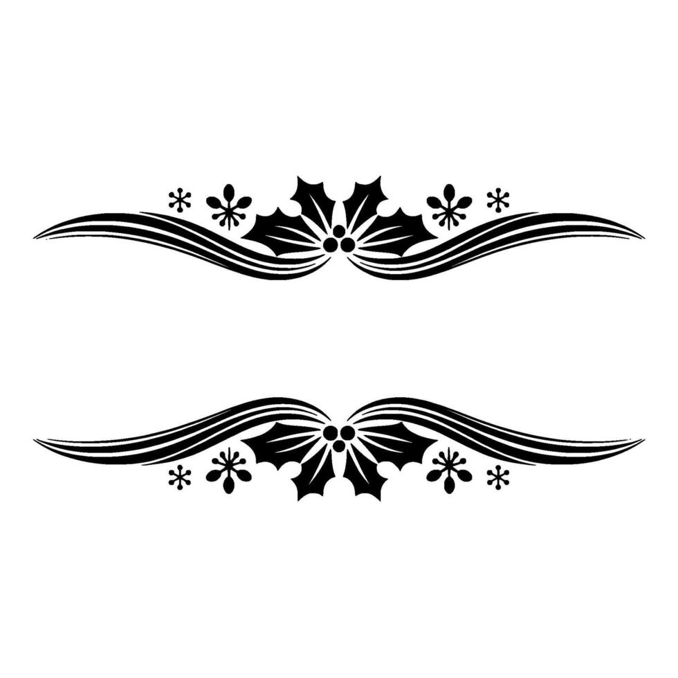 Elegant Christmas Holly Snowflake Border on White, Snowflakes vector