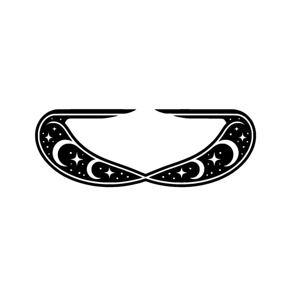 Celestial Abstract Ornament Moon, Stars, Black White vector