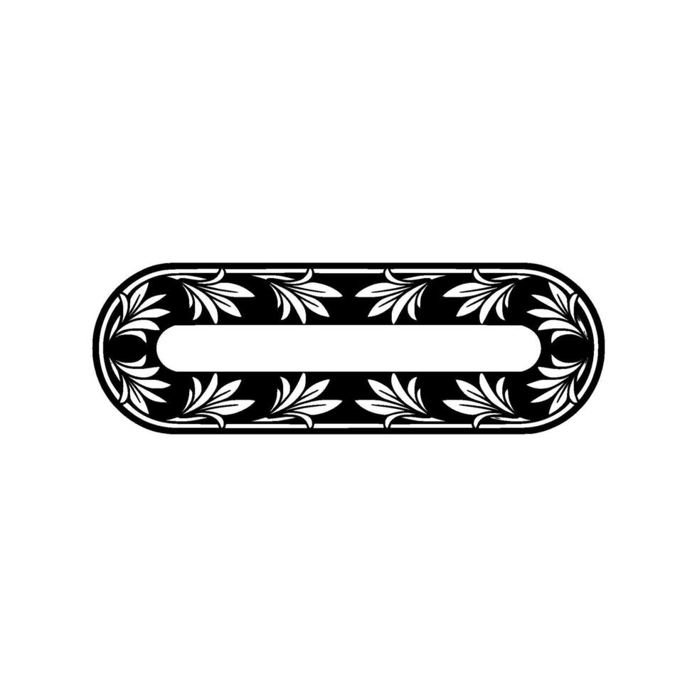 Elegant Floral Oval Frame, Black and Silver on White, Illustration vector