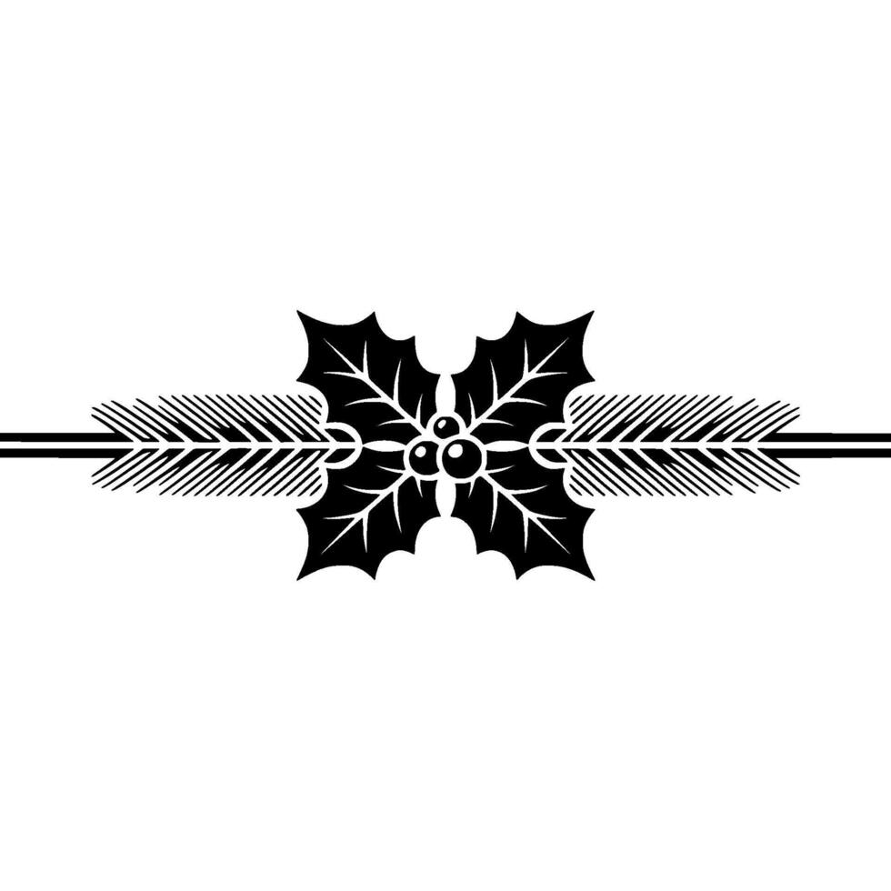 Minimalist Christmas Holly with Fir Elements on White vector