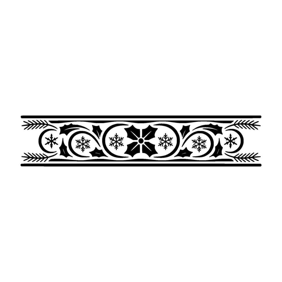 Christmas Border Ornament in Black White , Festive Decorative Element vector