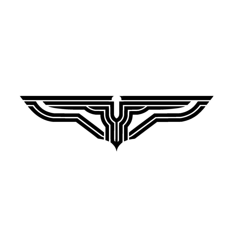 Abstract Winged Emblem Minimalist Black and White vector