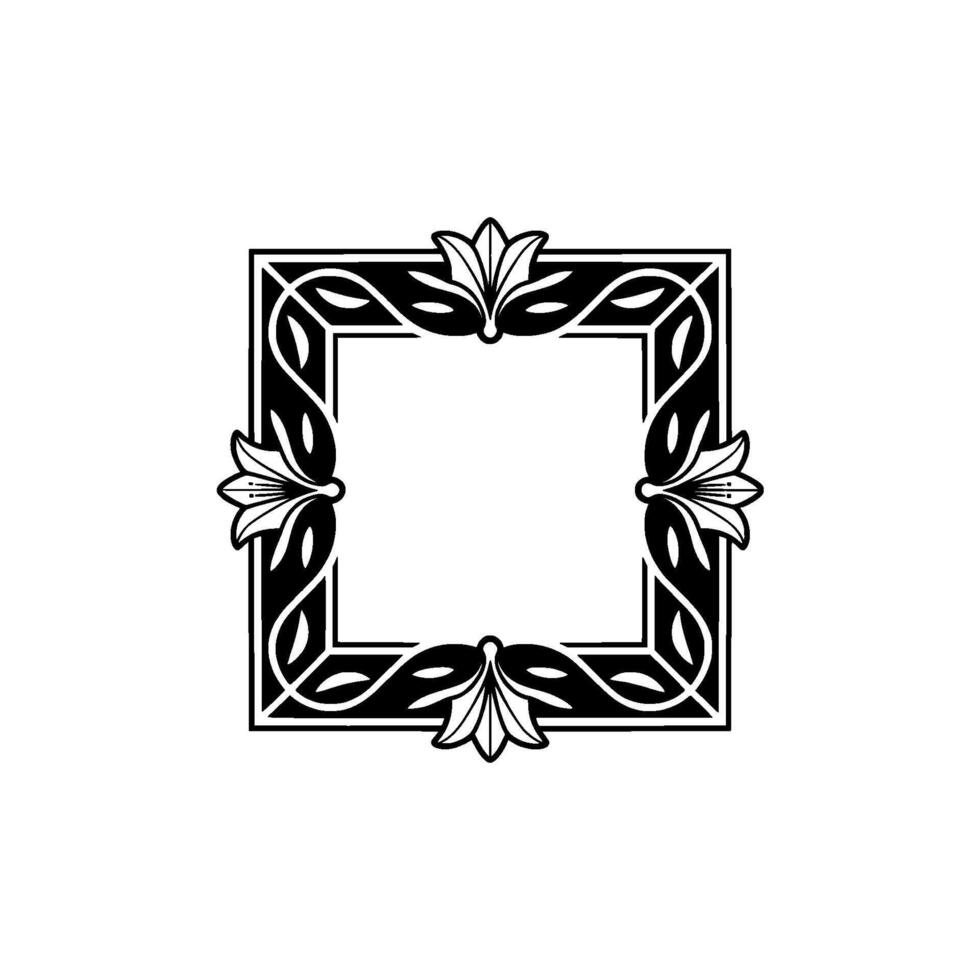 Elegant Black and White Floral Frame , Decorative Border Element vector