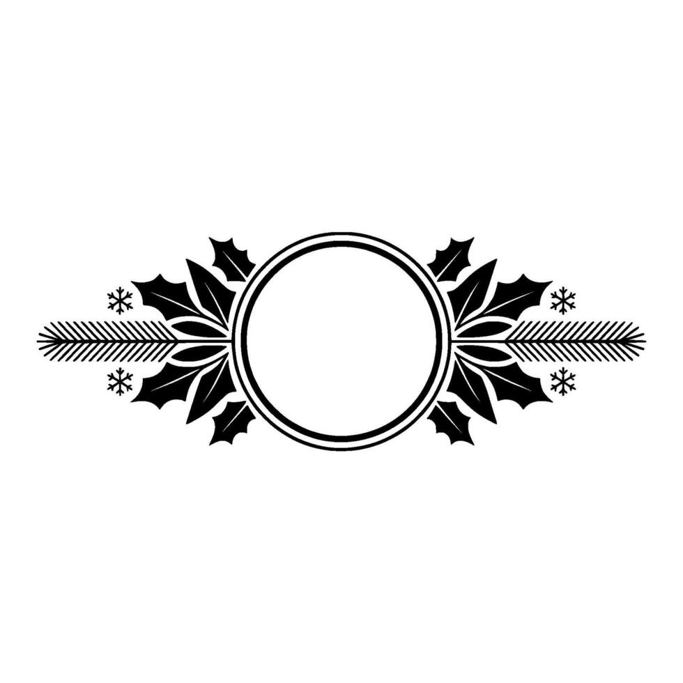 Minimalist Christmas Frame Holly, Fir, Snowflakes, Circular Border vector
