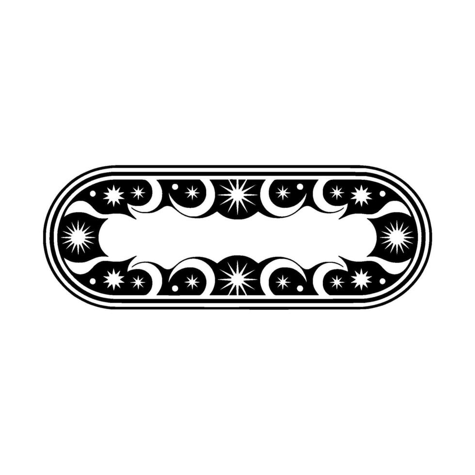Geometric Celestial Frame Black White Oval vector