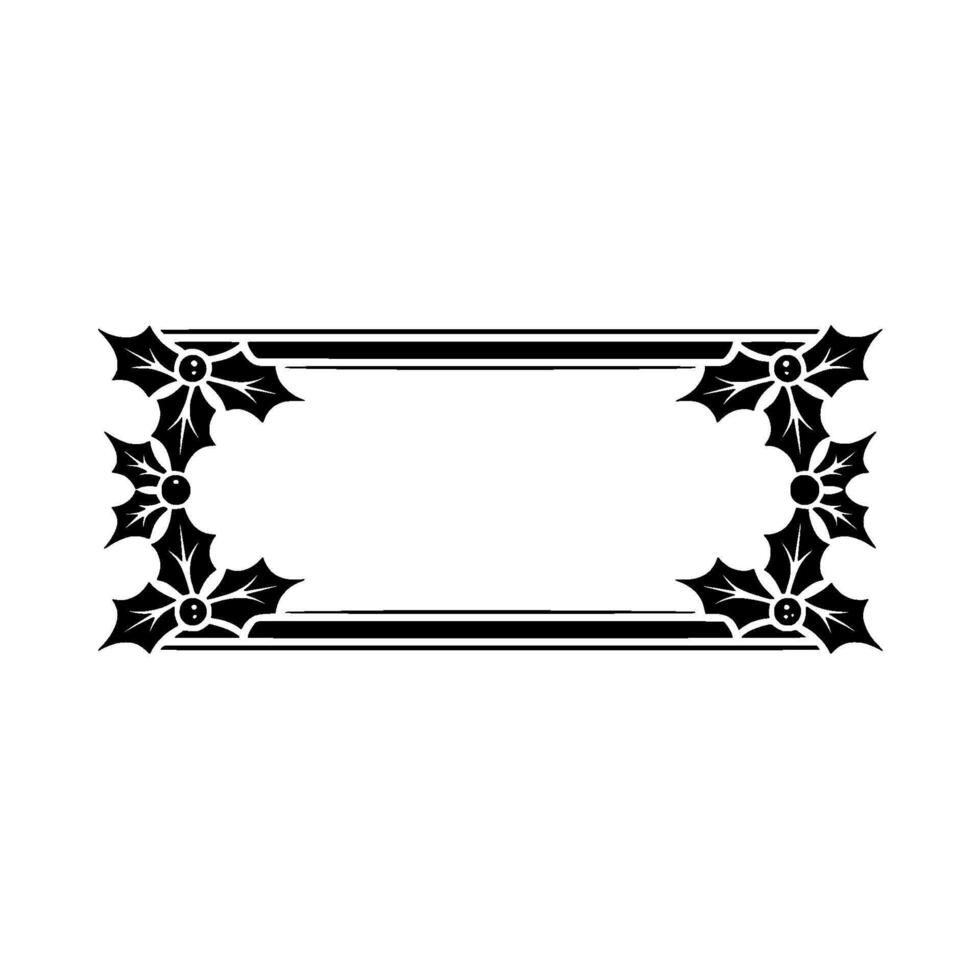 Elegant Christmas Holly Frame - Black Red vector
