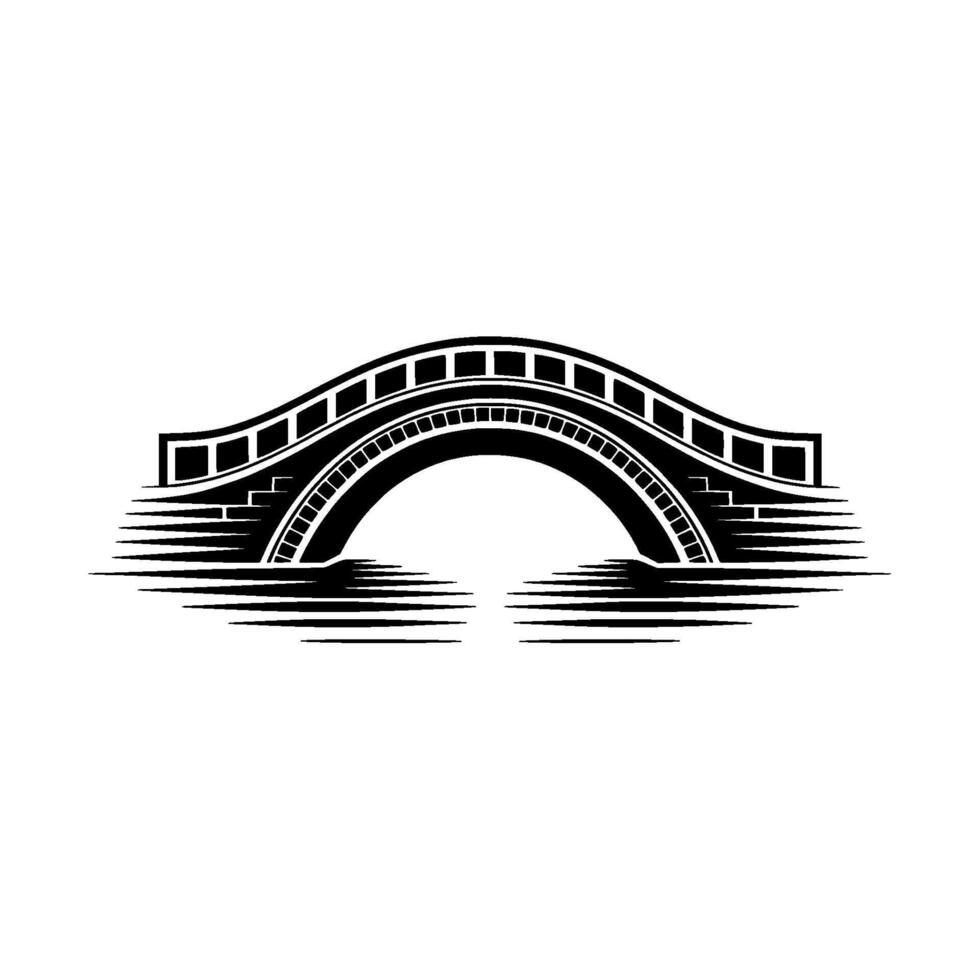 Minimalist Bridge Silhouette in Black and White vector