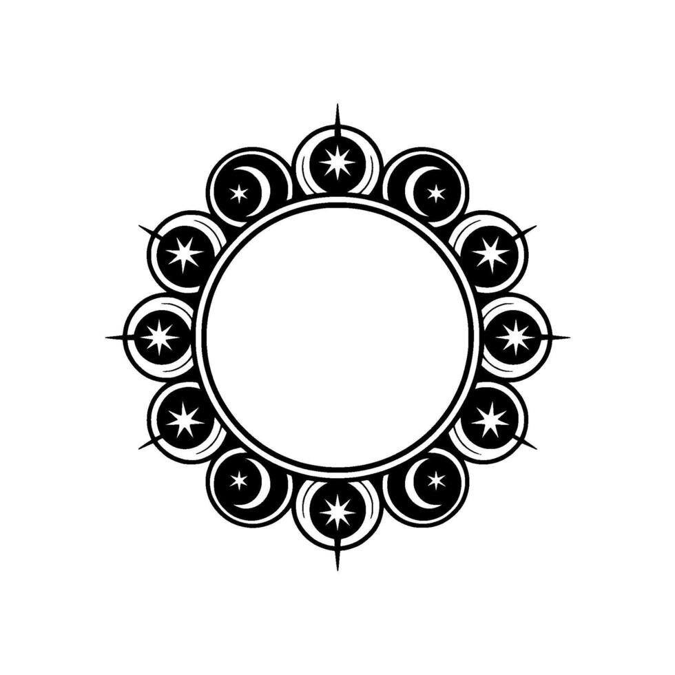 Celestial Circle Minimalist Moon Star Emblem vector