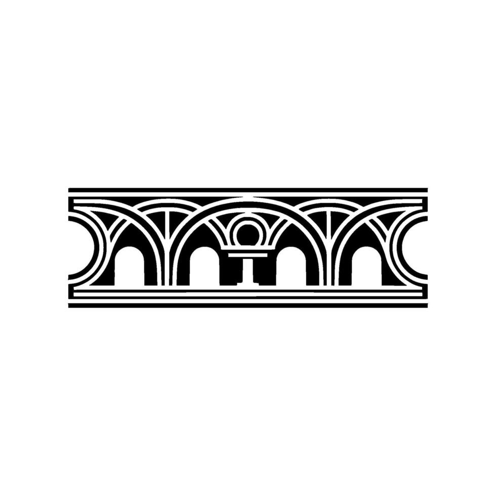 Geometric Archway Ornament, Art Deco Style, Linear vector