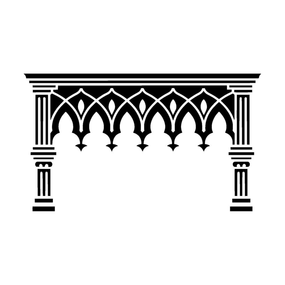 Gothic Arch Ornament, Black and White, Detailed vector