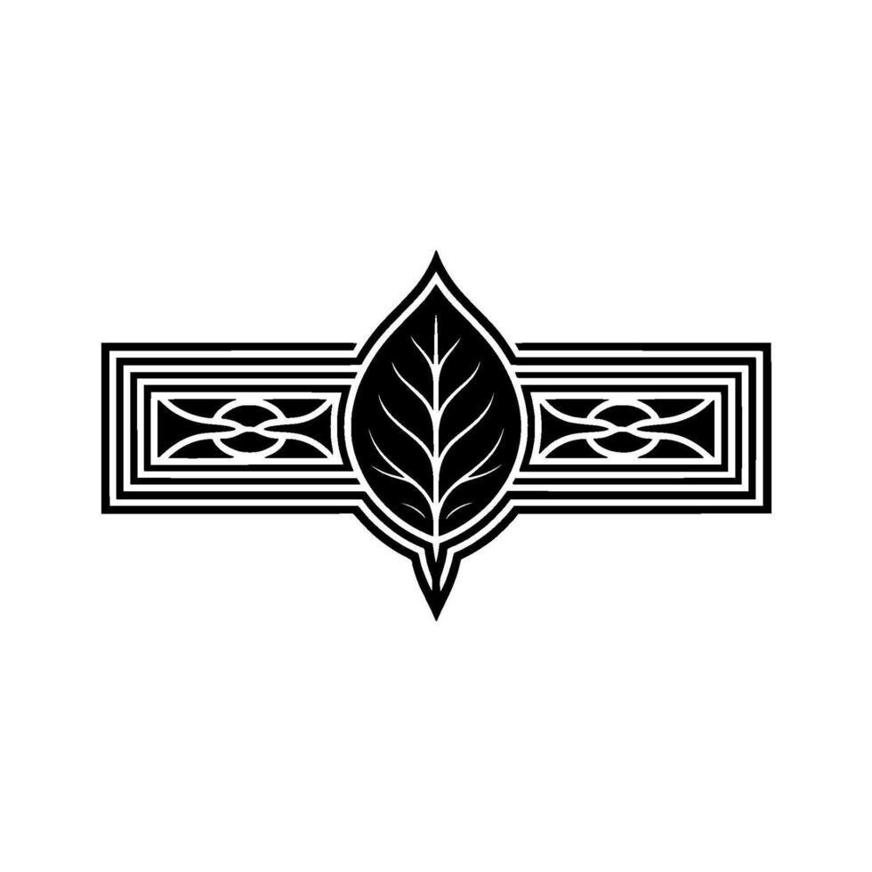 Geometric Leaf Emblem, Art Deco Style, Artdeco vector