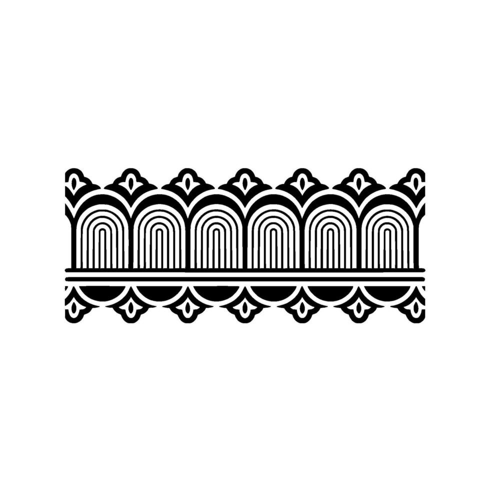 Art Deco Wave Border, Elegant Black White - Geometric vector