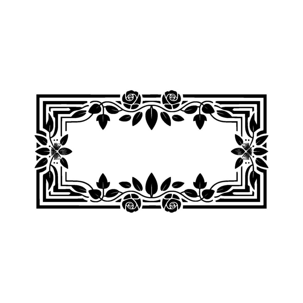 Elegant Black Floral Frame, Vintage, Roses vector