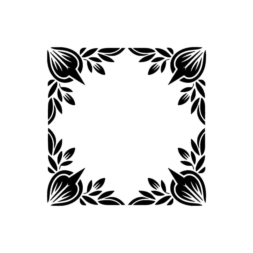 Elegant Botanical Frame, Black White, Minimalist vector