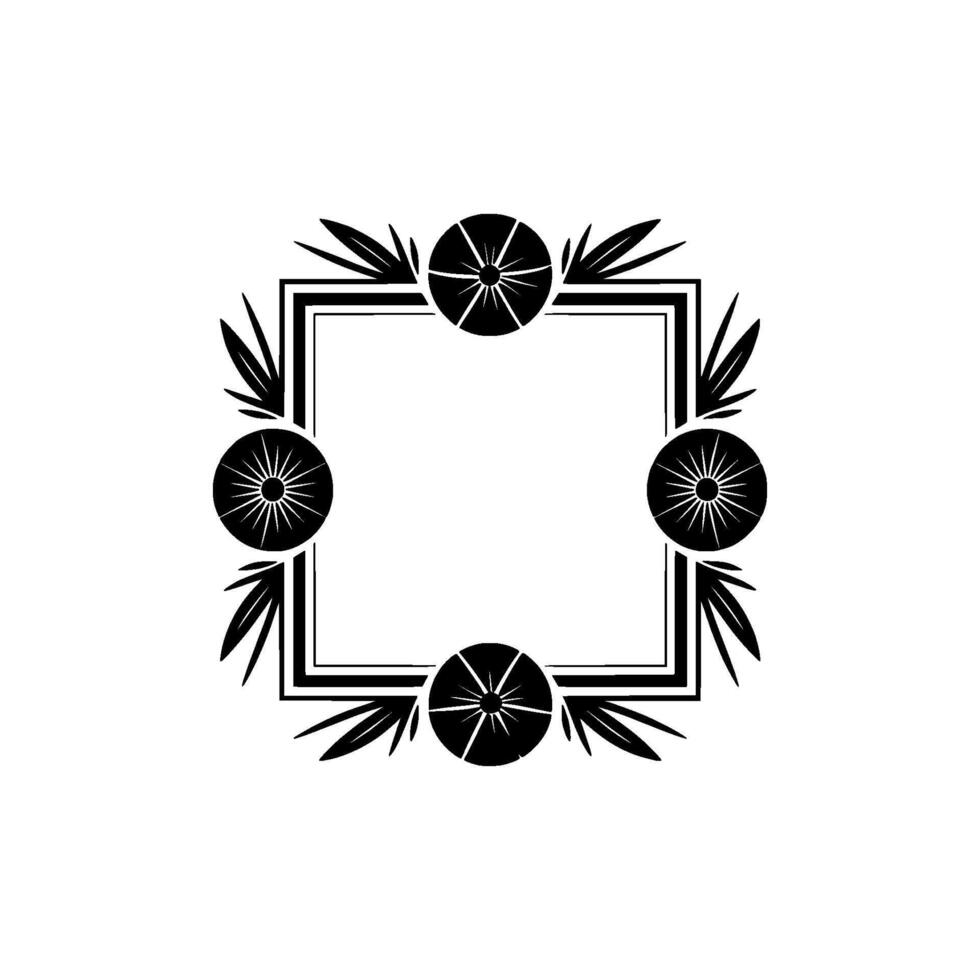 Geometric Deco Frame, Stylized Floral Accent vector