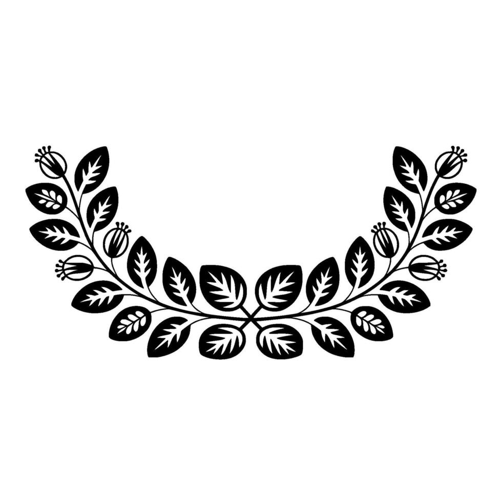 Stylized Laurel Wreath, Minimalist Botanical - Foliage vector