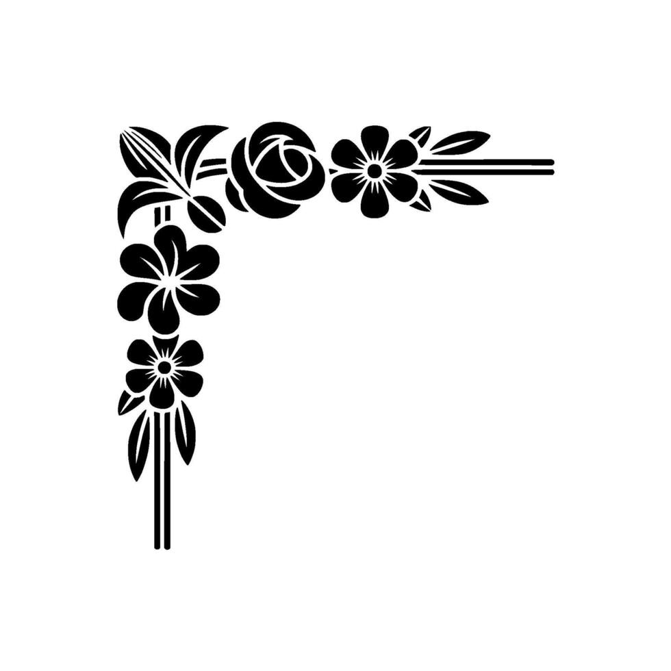 Stylized Floral Corner Accent, Vintage vector