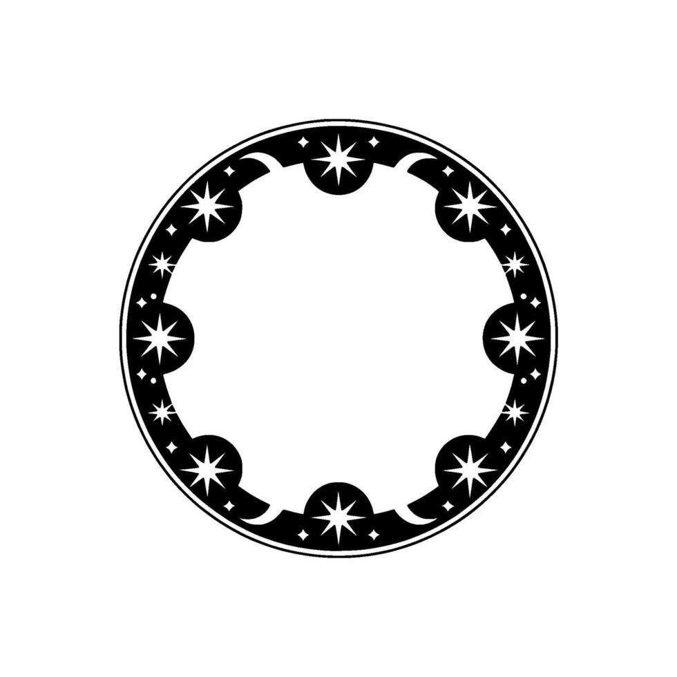 Celestial Circle Stylized Starburst Ornament - Geometric vector