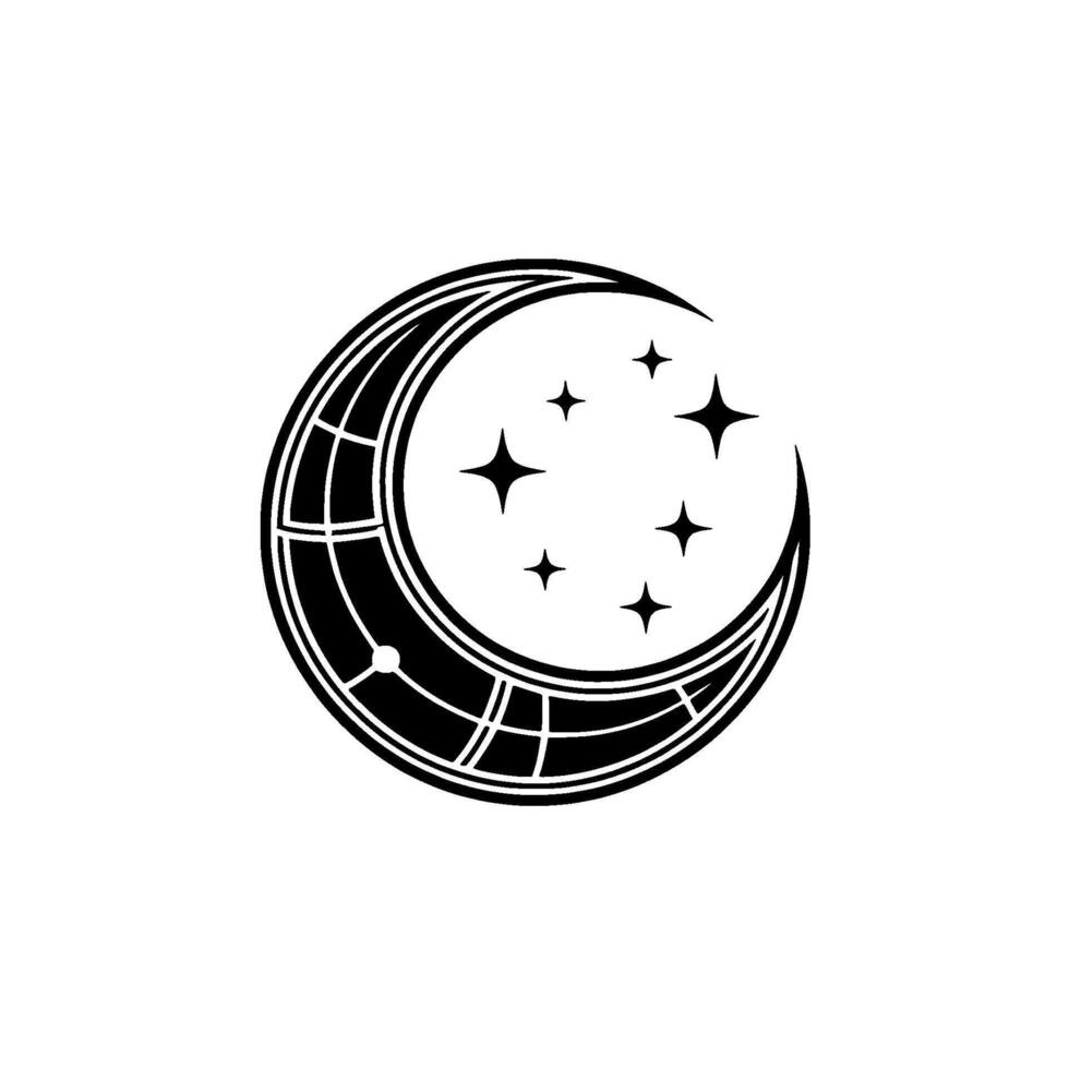 Celestial Crescent Minimalist Moon Star Emblem vector