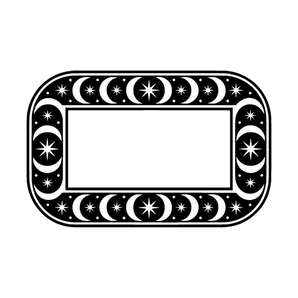 Celestial Oval Frame Moon Phases Starry Embellishments vector