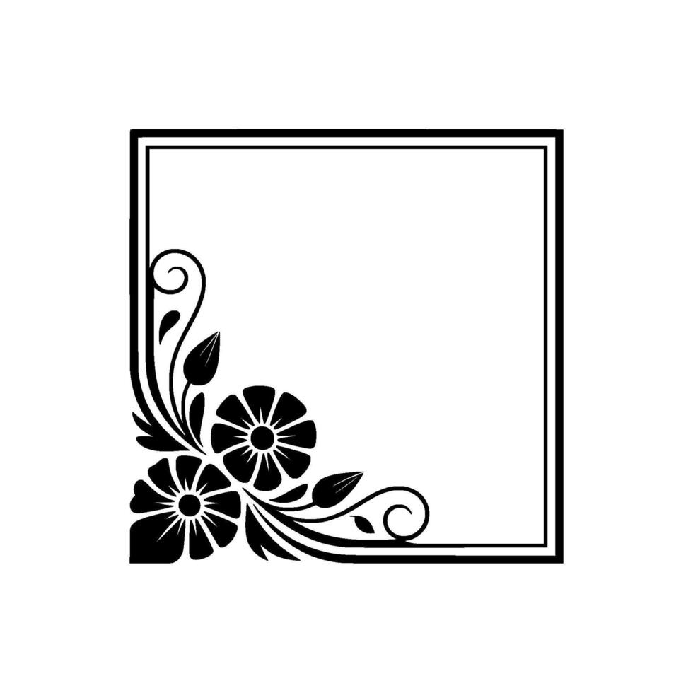 Elegant Floral Corner Frame, Vintage, Decorative vector