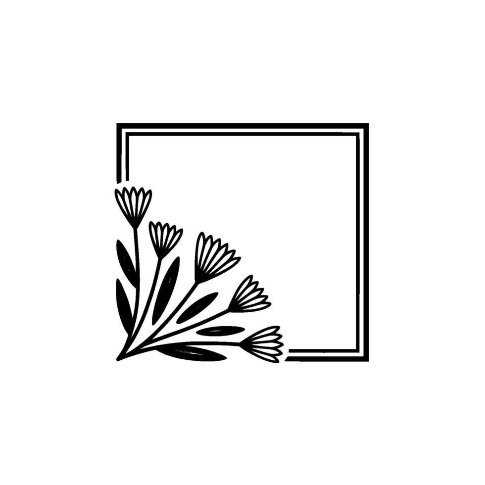 Minimalist Floral Frame, Delicate Botanical Illustration vector