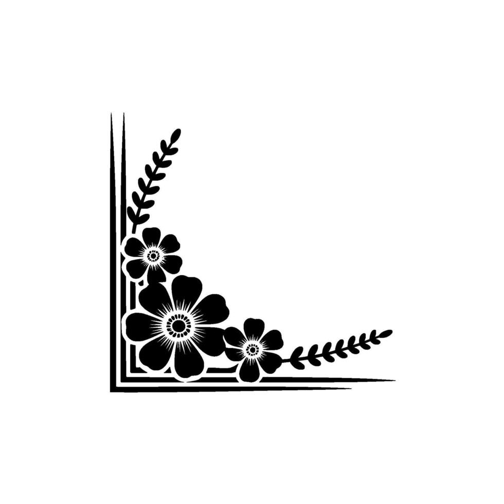 Elegant Floral Corner Accent, Vintage Style - Decorative vector