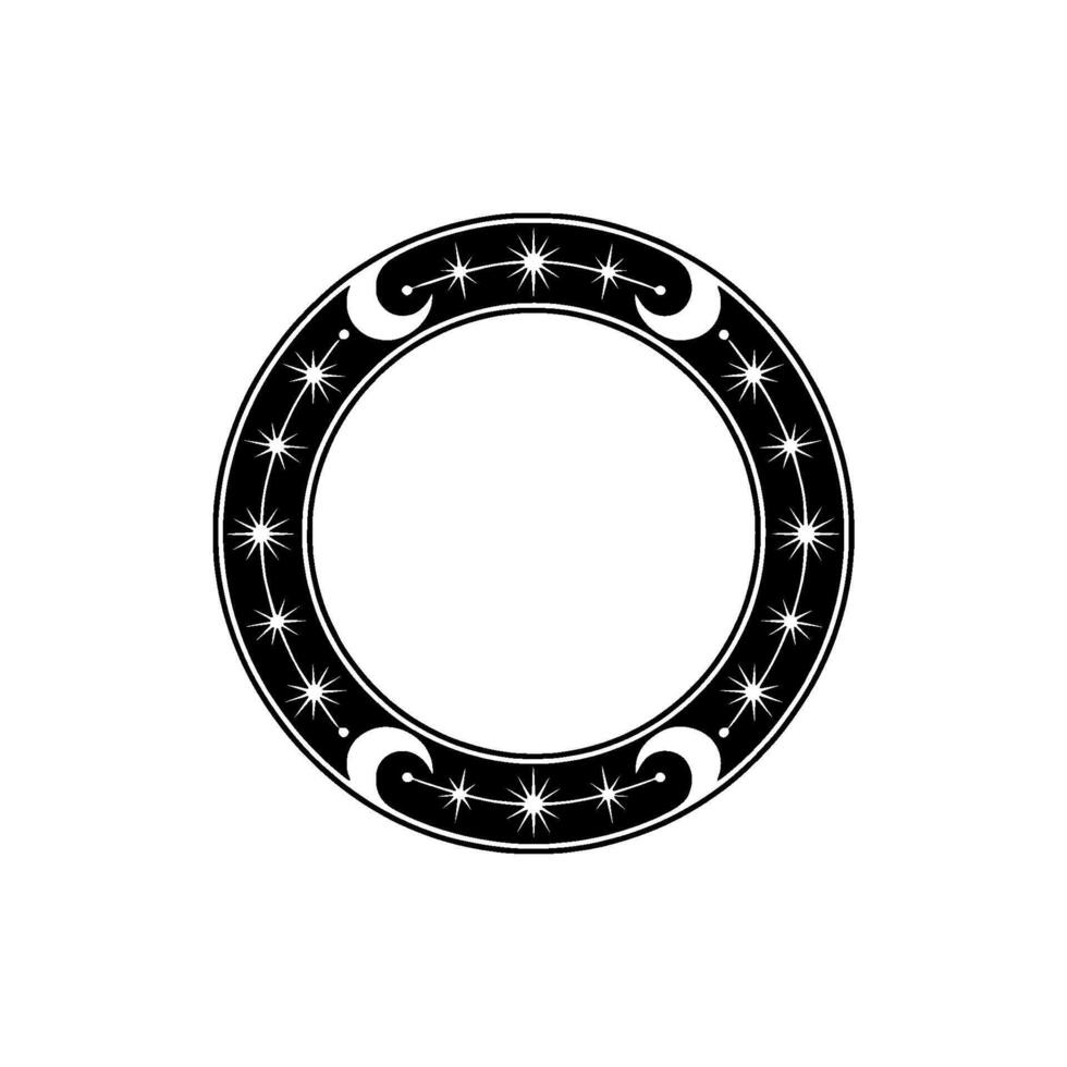Celestial Circle Vintage Ornament, Starry Motif, Symbolic vector