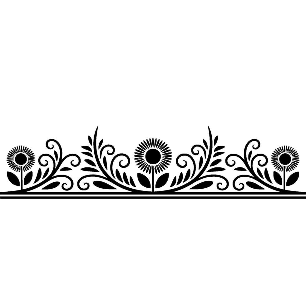 Elegant Floral Border, Vintage , Decorative Element - Sunflowers vector