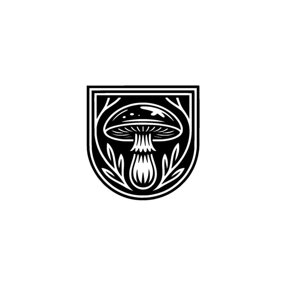Emblematic Mushroom Shield, Vintage Botanical Illustration vector