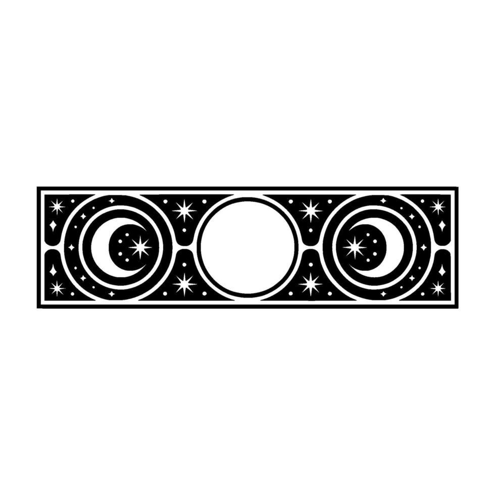 Celestial Geometry Black White Moon Motif vector