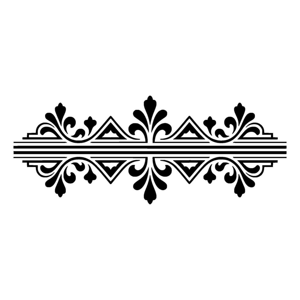 Elegant Black Floral Border, Vintage Element, Classical vector