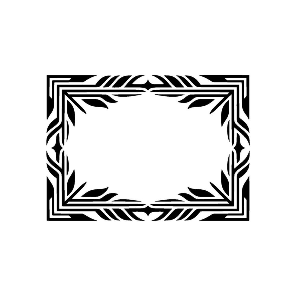 Geometric Deco Frame, Elegant Border, Stylized Leaves vector
